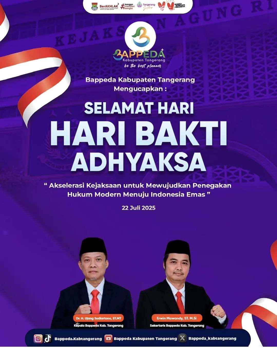 Ucapan Hari Bhakti Adhyaksa Bappeda Kabupaten Tangerang