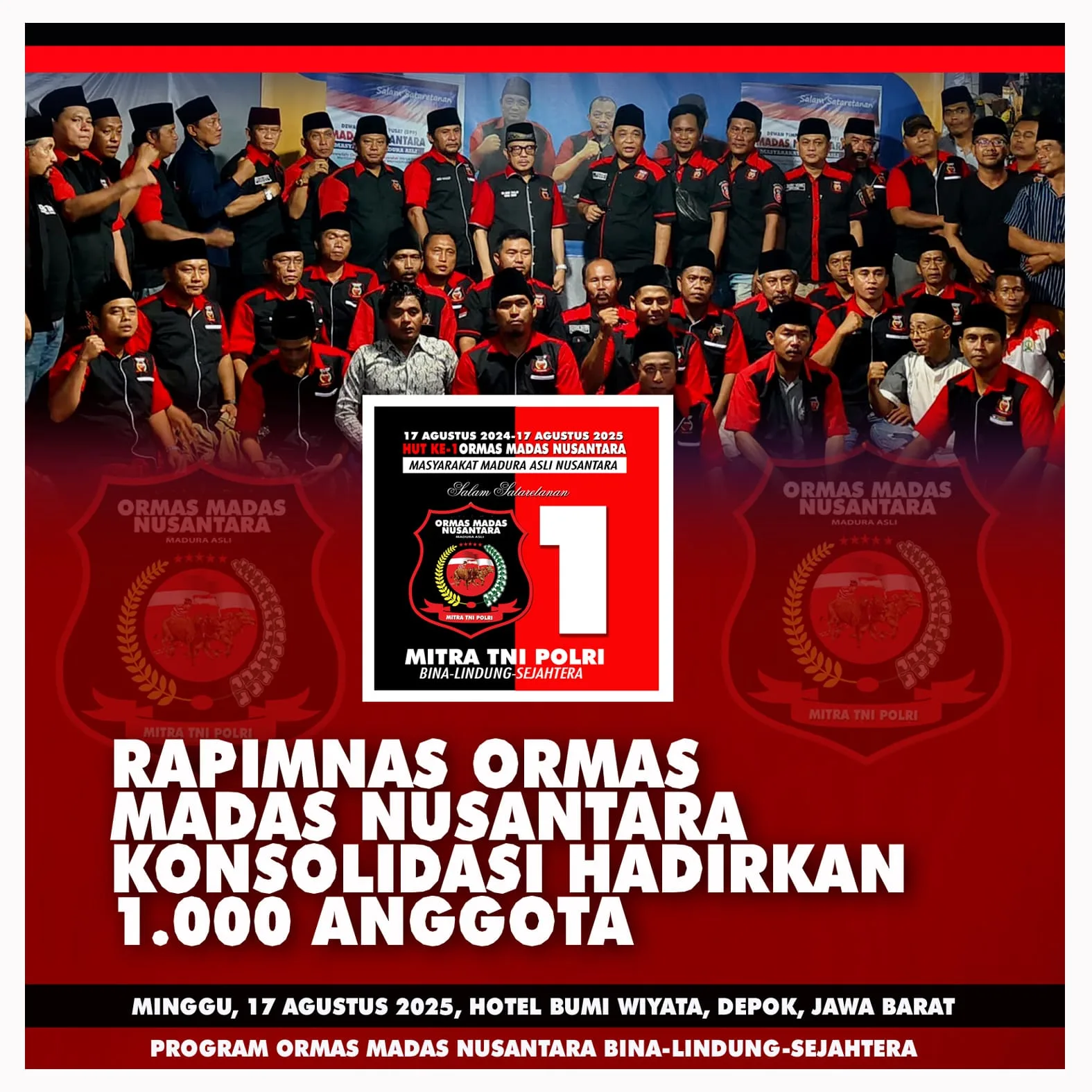 Perkuat Organisasi, Madas Nusantara Gelar Rapimnas dan HUT Dihadiri 1000 Anggota