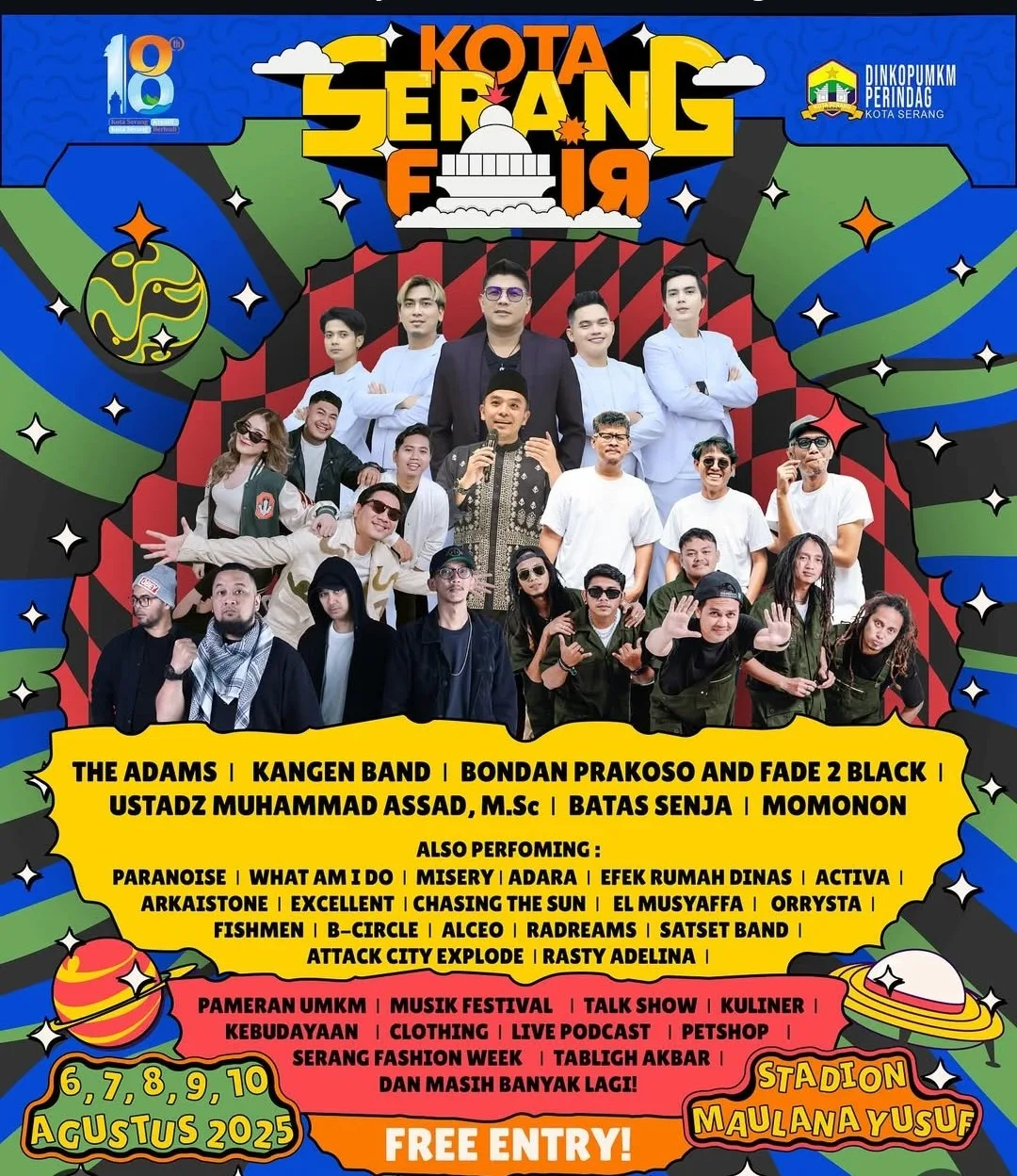 The Adams, Kangen Band, Hingga Tabligh Akbar Siap Guncang Kota Serang Fair 2025, Cek Jadwalnya di Sini