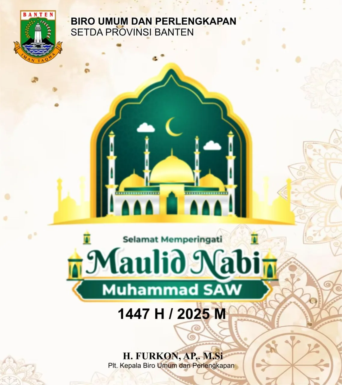Ucapan Maulid Nabi 1447 H/ 2025 M Biro Umum dan Perlengkapan Setda Provinsi Banten